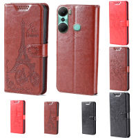 Vpcmis Tree Tower Embossment Design Wallet Case สำหรับ Infinix Hot 12 Pro Leather Card Slot Flip Phone Casing