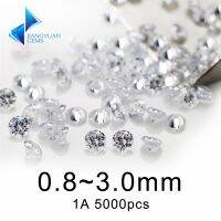 5000pcs 1A 0.8 3.0mm Round Cut White Loose Cubic Zirconia Stones Bead zircon