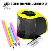 ✨TCXL✨ Pencil Sharpeners Battery Operated or USB Powered Pencil Sharpener with Container Double Holes for 6-12mm