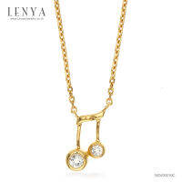 Lenya Jewelry  สร้อยคอเงินแท้ 925 ชุบทอง 18 เค ดีไซน์ตัวโน๊ต ประดับพลอยสีขาว ไวท์ โทแพซ ( White Topaz) เพิ่มเสน่ห์ ในลุคน่ารักสดใน สไตล์ สาวญี่ปุ่น ใส่ได้ทุกโอกาส