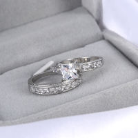 ชุด INSANESTORE66IN4งานหมั้นของขวัญครบรอบแบบ2อิน1 925ชุบเงินเครื่องประดับงานแต่งงานแหวนเพทายสีขาว