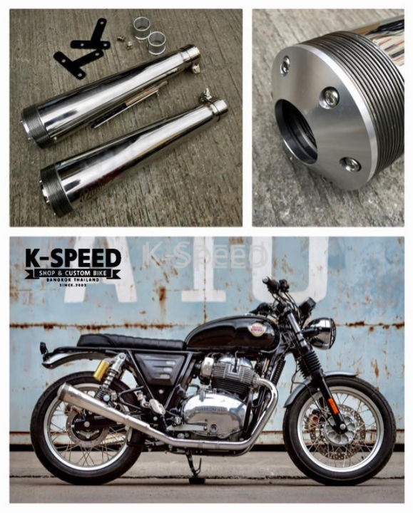 ชุดปลายท่อแต่ง Diabolus Thunder J13C แบบ Slip-on for Royal Enfield GT 650 &amp; Interceptor 650