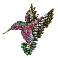 【YF】 CINDY XIANG Colorful Rhinestone Hummingbird Brooches for Pin Korea Fashion Accessories Coat Jewelry