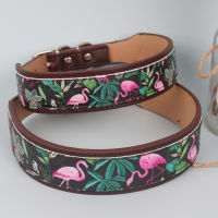 Retro Leather Dog Collars Personalized Flamingo Adjustable Collar for Small Medium Large Chihuahua Golden Retriever Proudcts