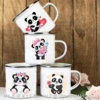 【hot】✗✣✘ Printed Enamel Cup Drink Dessert Cups Kid Mugs Handle Birthday Gifts for Childen