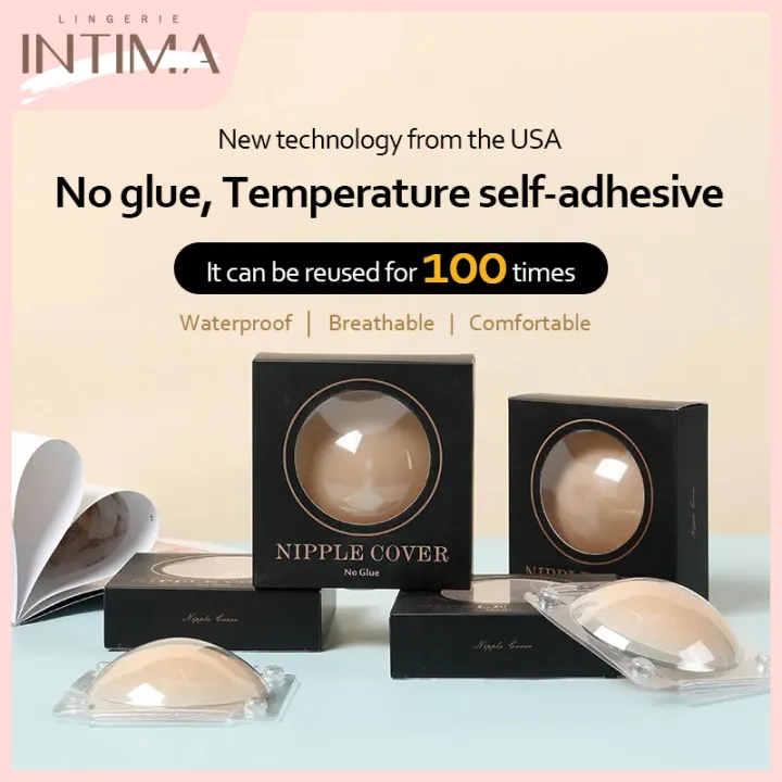INTIMA 2Pairs Invisible Breast Sticker No Glue Temperature Selfadhesive Ultrathin Silicone Nip