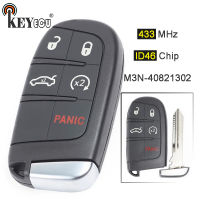 KEYECU 433MHz ID46 Chip M3N-40821302 Replacement 4+1 5 Button Smart Remote Key Fob for Chrysler Dodge Charger Journey Challenge