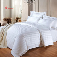 5 Star Ho Bedding King Size White 3CM Stripe Bedsheet Cotton Satin Custom Luxury Duvet Cover