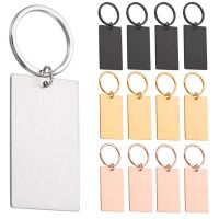 20Pcs/Lot Stainless Steel Dog ID Tag Rectangle Blank Keychain 45X27mm Key Chain for DIY Accessories Custom Logo Keychain Key Chains