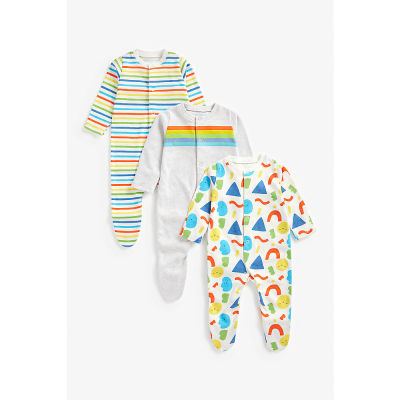 ชุดสลีพสูทเด็กทารก Mothercare rainbow sleepsuits - 3 pack ZA075