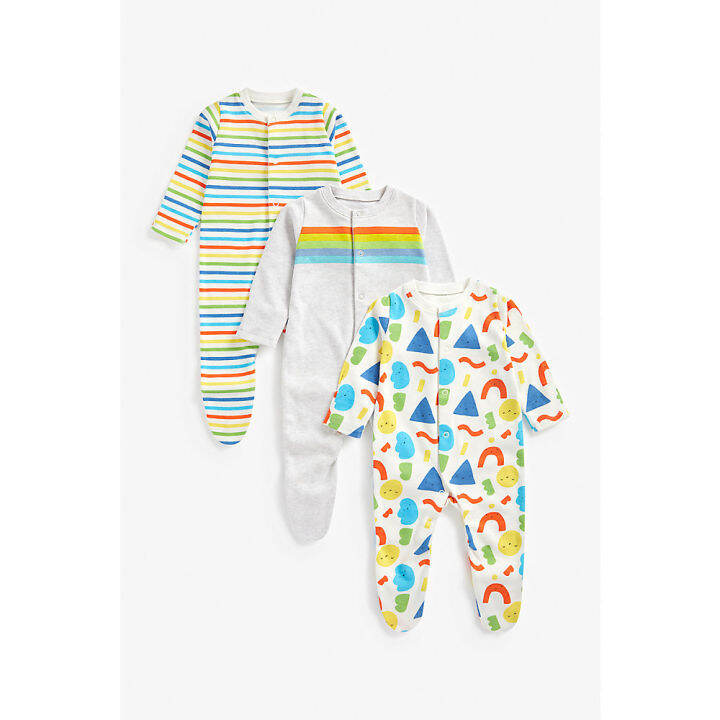 ชุดสลีพสูทเด็กทารก-mothercare-rainbow-sleepsuits-3-pack-za075