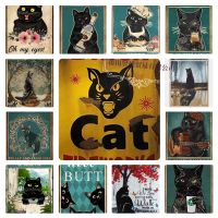 Tin Sign Vintage Black Cat Cat Lovers Gift Vintage Metal Sign Plaque Metal Man Cave Bar Pub Club Home Wall Decoration