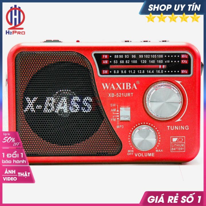 Đài Radio Fm-Am-Sw Waxiba Xb-521Urt, Đài Radio Đa Năng Mp3-Usb-Thẻ Nhớ-Aux,  Đèn Pin, Quà 50K Pin Sạc 18650-H2Pro Audio 