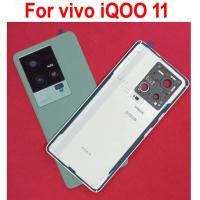 กรณีที่ดีที่สุดที่อยู่อาศัยด้านหลังสำหรับ Vivo IQOO 11 V2243A กลับฝาครอบแบตเตอรี่ศัพท์ฝาเชลล์กับกล้องกรอบแก้วเลนส์กาว