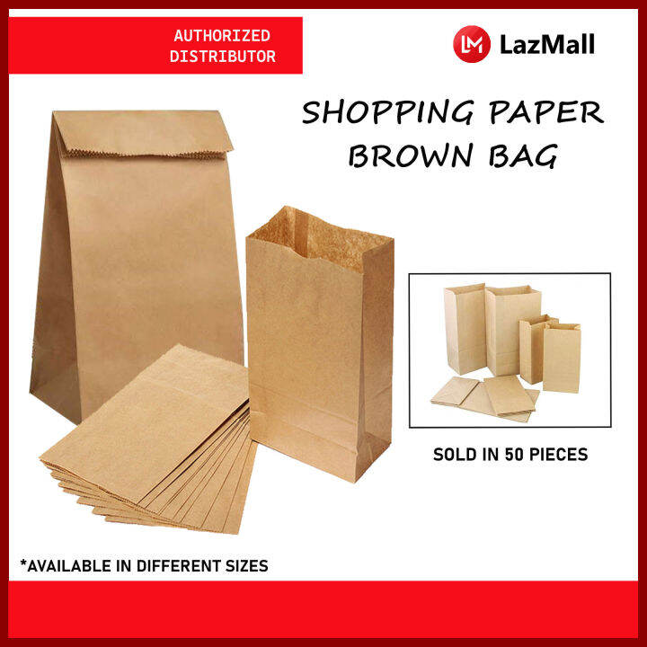 Shopping Paper Brown Bag 50 Pieces Lazada PH