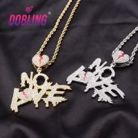 Hip Hop Men Women No Love Heart Pendant Necklace with 15mm Cuban Chain HipHop Iced Out Bling Necklaces Fashion Jewelry