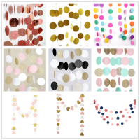 4M สีสันแบนเนอร์ Star Heart Circle Dots แขวนแบนเนอร์ Baby Shower Birthday Party Decor งานแต่งงานพื้นหลัง Wall Ornaments