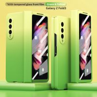 เคสโทรศัพท์มือถือแบบแข็ง ไล่โทนสี 360 องศา พร้อมฟิล์มกระจกนิรภัย ด้านหน้า สําหรับ Samsung Galaxy Z Fold 3 Z Fold 2 5G de