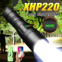 ซูเปอร์ XHP220ที่มีประสิทธิภาพสูง LED ชาร์จไฟฉายพลังงานสูงไฟฉาย LED แสง XHP199ยุทธวิธีแสงแฟลช18650โคมไฟมือ
