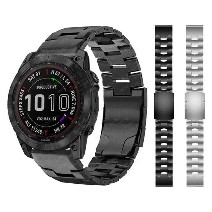 QuickFit 26mm 22mm Titanium Metal Steel Watch Band For Garmin Fenix 7X