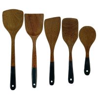 5PCS Non-Stick Pan Wooden Spatula Wooden Cooking Spatula Rice Cooker Small Rice Spoon Frying Spatula Kitchenware Set