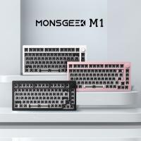 Akko MONSGEEK M1ของตกแต่งงานปาร์ตี้75% RGB Hot-Swap กลไกอลูมิเนียมแบร์โบนหันหน้าไปทางทิศใต้ชุดแป้นพิมพ์โลหะ CNC ผ่านทางปะเก็น QMK