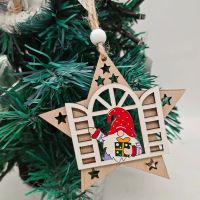 Christmas Tree Pendant Cute Wooden Open Window Old Man Design Xmas Gift Decoration Ornament Festive Party New Year Supplies Christmas Ornaments