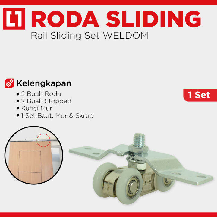 Roda Husky Rail Pintu Geser Gantung Sliding Track 1 Set Weldom