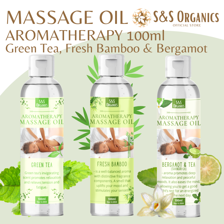 S&S Massage Oil with Scent for Body in Green Tea, Fresh Bamboo and ...