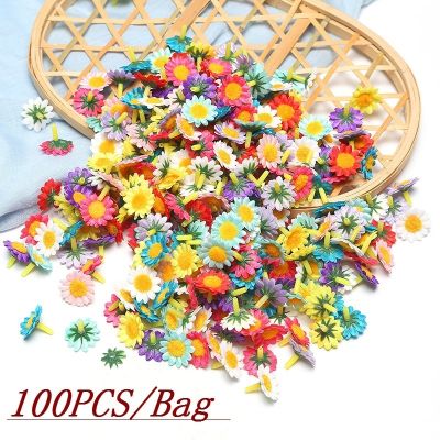【CC】 100PCS/Bag 4cm Silk Artificial Decoration Scrapbooking Accessories Wreath Fake Flowers