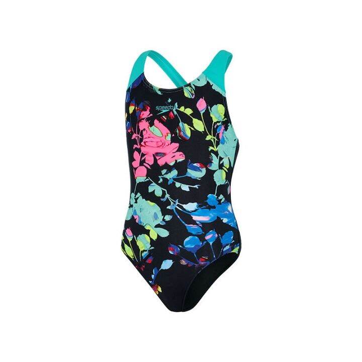 swimming-gear-speedo-speedo-childrens-swimsuit-girls-one-piece-triangle-quick-drying-anti-chlorine-professional-training-middle-aged-and-older-childrens-swimsuit-girls