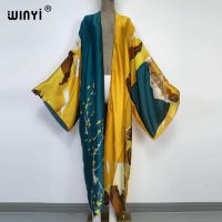 WINYI 2022ตะวันออกกลาง Kimono ผู้หญิง Cardigan Stitch Kaftan ค็อกเทล Sexcy Boho Beach Cover Up N วันหยุดแขนยาว Robe