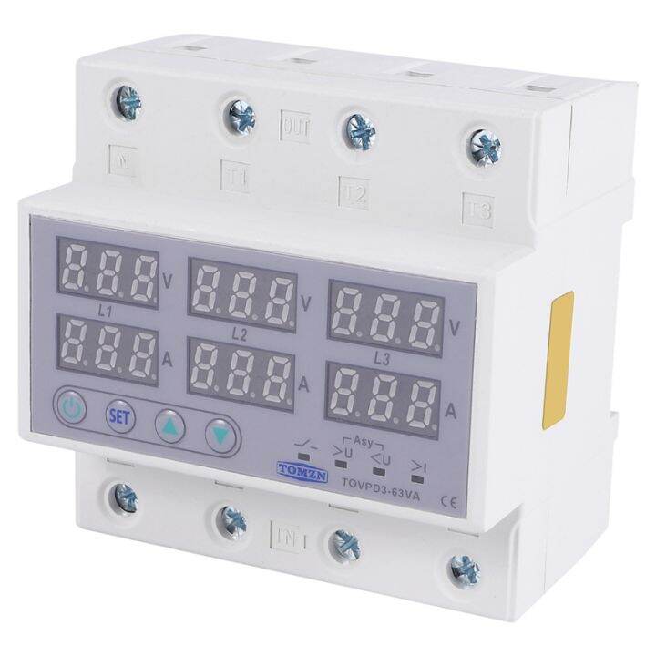 Din Rail 3 Phase Voltage Relay 380V Voltmeter Ammeter over and Under