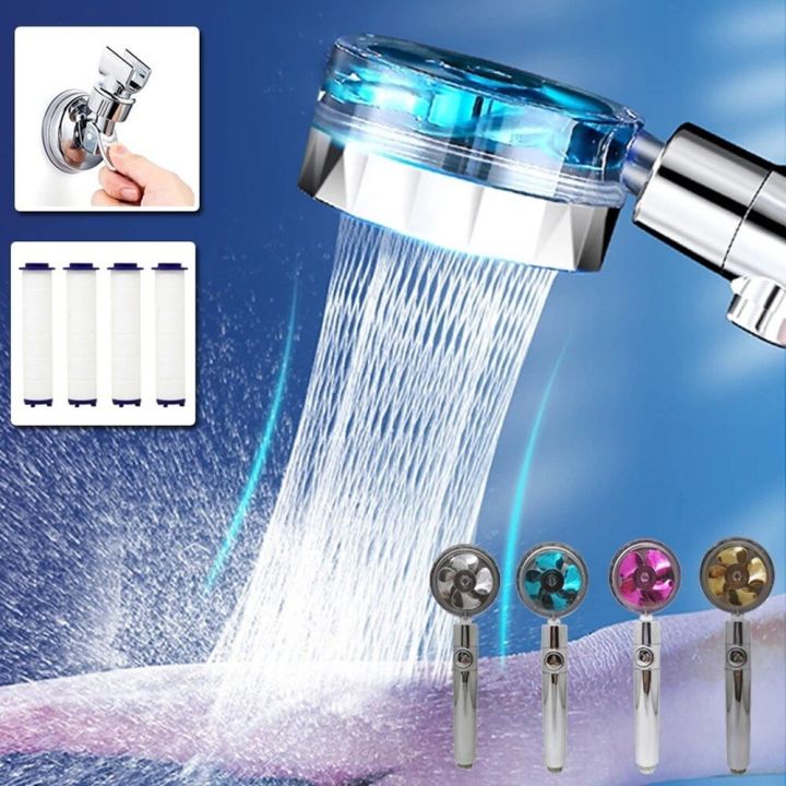 2021-shower-head-water-saving-flow-360-degrees-rotating-with-small-fan-abs-rain-high-pressure-spray-nozzle-bathroom-accessories-by-hs2023