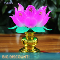 ?【Lowest price】TANG 1pcs buddhist Lotus Lamp โคมไฟดอกบัวสีสันสดใสตกแต่งโต๊ะสำหรับบ้านสมาธิบูชาพุทธวัด