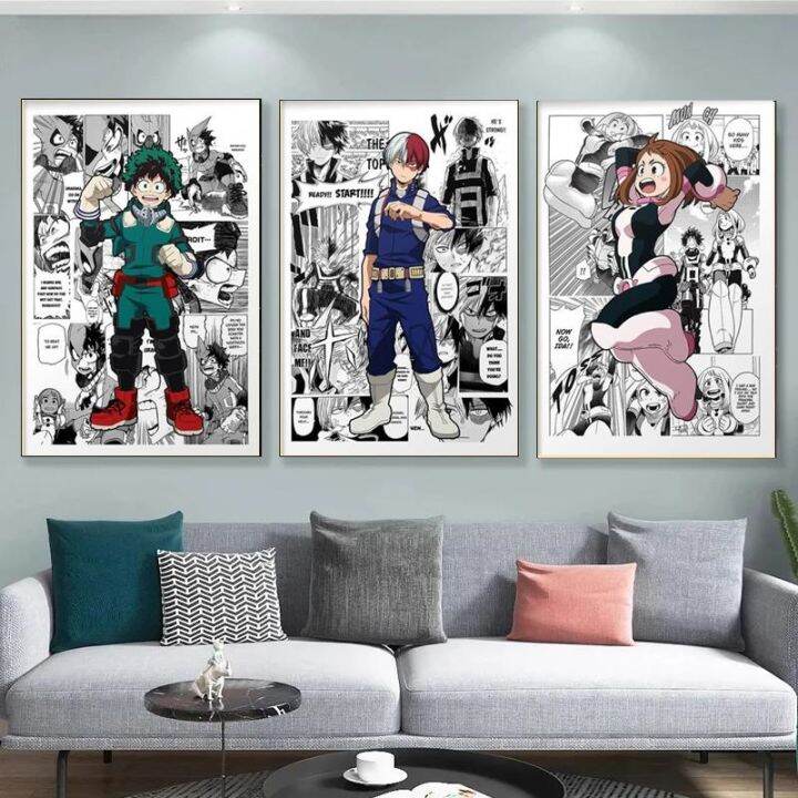 ญี่ปุ่นอะนิเมะ-my-hero-academia-การ์ตูนโปสเตอร์มังงะพิมพ์ภาพวาดผ้าใบ-wall-art-ภาพตกแต่งบ้าน-living-kids-room-decor