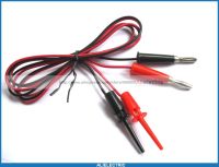 ⊙✕ 10 Set Small Test Clip to Nickel Banana Plug Cable 1M 100cm Red Black