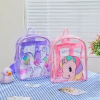 Summer Fashion Cartoon Unicorn PVC Transparent Backpack Kids Girls Cute Cartoon Backpack Kindergarten Princess Schoolbag