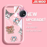 เคส JIUMOO สำหรับ Xiaomi Redmi Note 9T เคสนิ่มรูปการ์ตูนหมีน้อยน่ารักและกระต่ายน้อยน่ารักกรอบเคสใส่ Tpu เคสกันกระแทกกล้อง