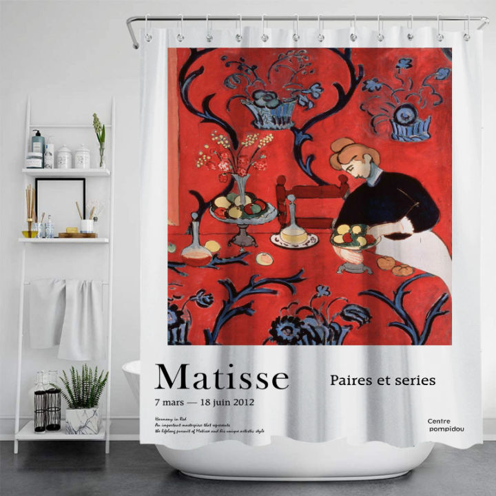 famous-painting-waterproof-and-mildew-proof-shower-curtainnordic-style-shower-curtain-set-hook-home-decoration-bathroom-curtains