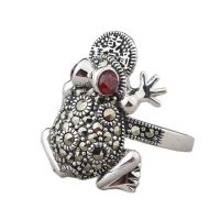 Lucky spittor ring and female s925 pure silver jewelry fashion toad stud earrings Thai silver restoring ancient ways of transhipment opening ring —D0517