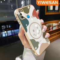 YIWESAN เคสสำหรับ Infinix Smart 5 Hot 10 Lite เคส X657C X657แฟชั่นอิโมติคอนหน้ายิ้มขอบดีไซน์ใหม่สี่เหลี่ยมเคสมือถือชุบแบบบางเคสฝาปิดเลนส์เต็มรูปแบบกล้องปกป้องเคสนิ่มกันกระแทก