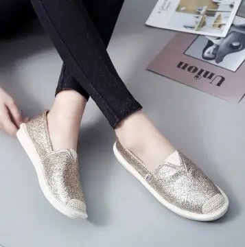 Women Glitter Slip on Sneakers Shiny Blink Blink Walking Shoes 