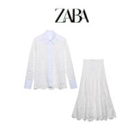 European and American style 2022 spring summer womens hollow embroidered lapel shirt 4786052 long skirt 2731051