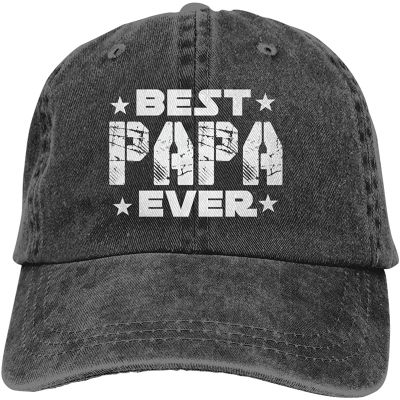 Unisex Best Papa Ever 1 Denim Hat Adjustable Washed Dyed Cotton Dad Baseball Caps