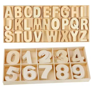 100Pcs Wooden Capital English Letters Alphabet Number DIY Wood