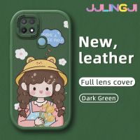 Jjlingji เคสสำหรับ OPPO A15 A15s A35 4G เคสลายการ์ตูนสาวน่ารักบางดีไซน์ใหม่นุ่มหนังซิลิกาเคสโทรศัพท์เจลฝาปิดเลนส์เต็มรูปแบบกล้องกันกระแทกเคสกันกระแทก