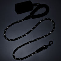 Dog Leash Reflective Nylon Round Rope Dog Rope Poop Picking Bag Set Durable and Portable LORS889