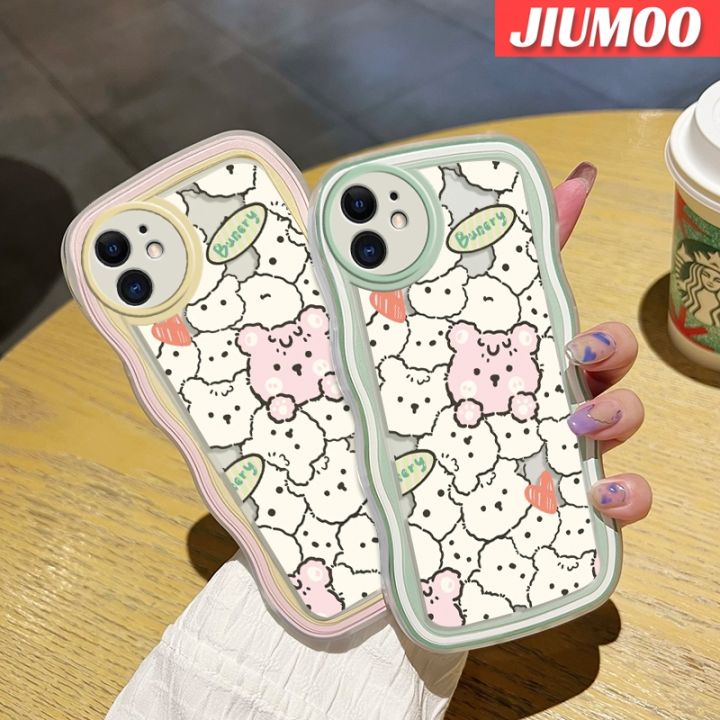 jiumoo-เคสโทรศัพท์ปลอกสำหรับ-samsung-galaxy-a52s-5g-a52-4g-a52-5g-เคสการ์ตูนน่ารักลายกระต่ายขอบคลื่นเคสโทรศัพท์ซิลิโคนใสกันกระแทกแฟชั่นปลอกนิ่มเคสโปร่งใสป้องกันเลนส์กล้องดีไซน์ใหม่