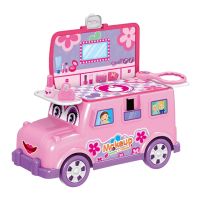 2021 Play fashion cosmetic bus pretend girls toys beauty set pretend make-up kit toys for girl